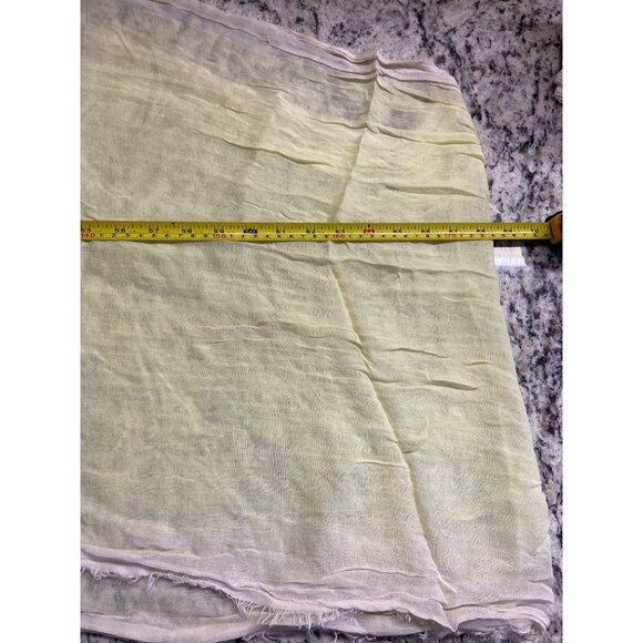 Vintage Womens Rectangel Scarf Lightweight Yellow White Ombre Fringed - Picture 3 of 6